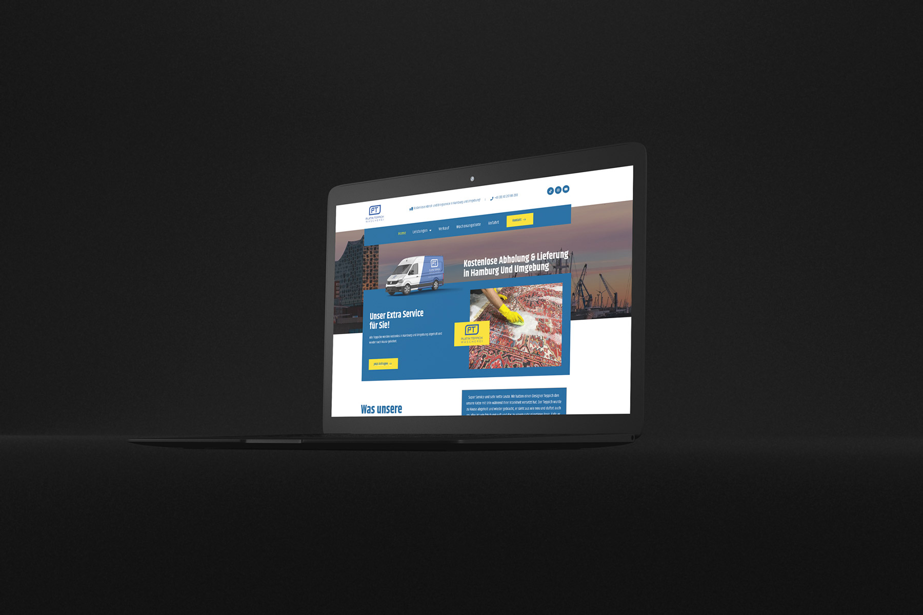 Call To Action Abschnitt auf einer professionellen Website für ein Reinigungsunternehmen in Hamburg