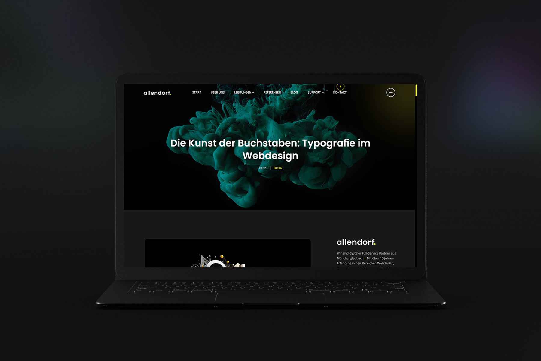 Ein Blog-Artikel, der auf einem MacBook angezeigt wird